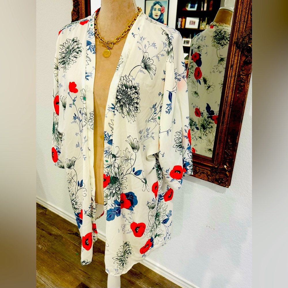 143 Story by line up floral poppy print Fairycore kimono duster robe